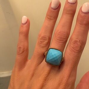Judith Ripka turquoise, stirling silver, and yellow gold ring